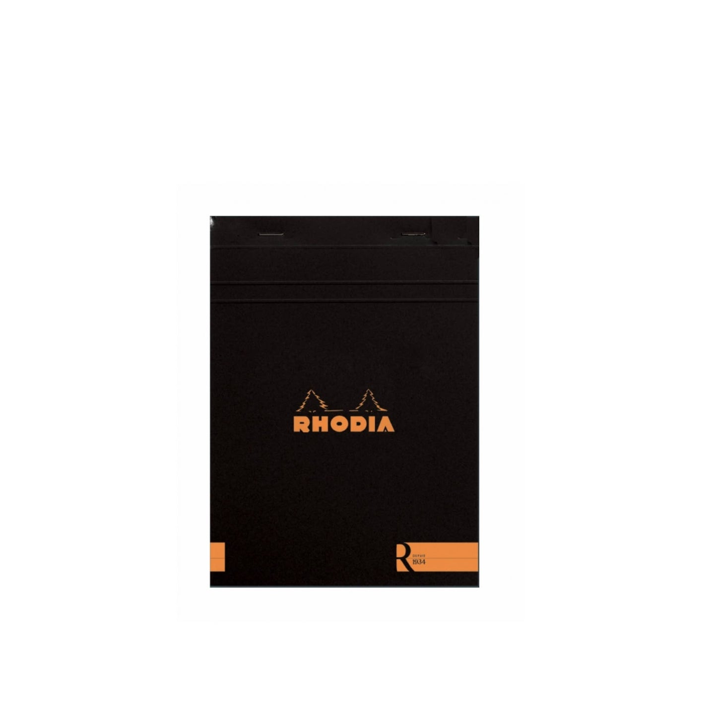 Rhodia Classic 'ColoR' Notepad (A5) with black velvety cover, ideal for stationery store shoppers. Fountain pen friendly, 70 sheets.