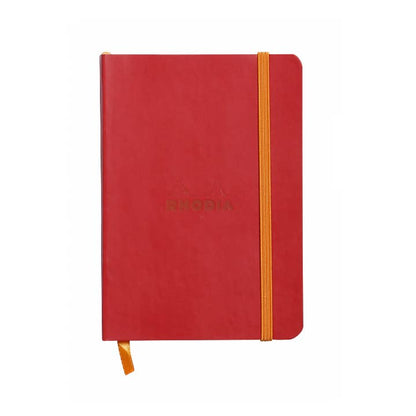 Rhodiarama Softcover Journal A5 6x8.25 inches with vegan leather cover, elastic closure, ribbon marker, available at stationery store.