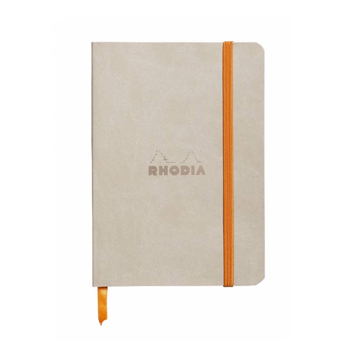 Rhodiarama Softcover Journal A5 with vegan leather cover, ivory pages, and elastic closure from stationery store.