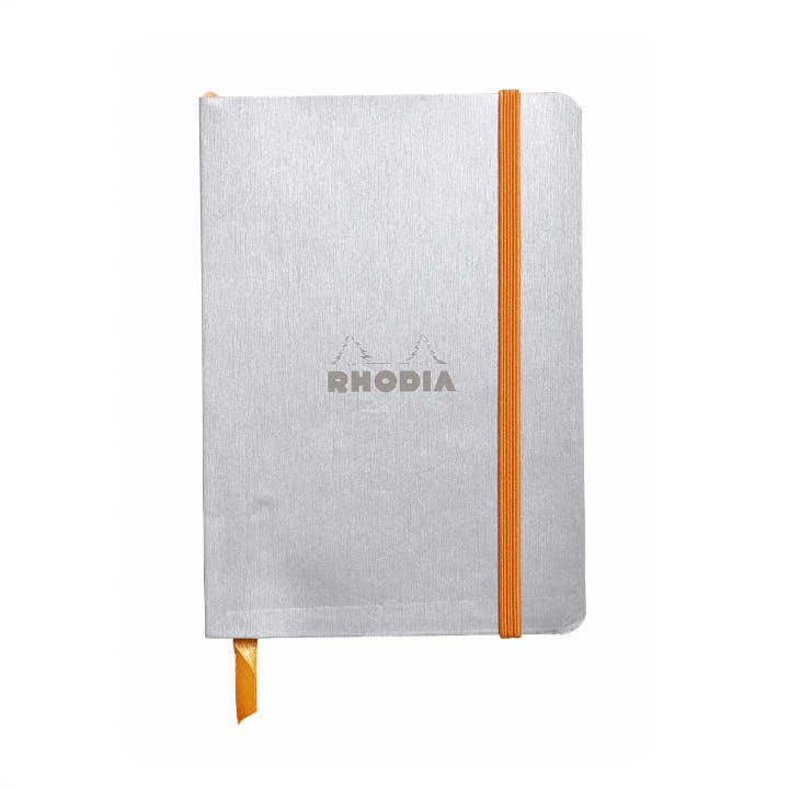 Rhodiarama Softcover Journal A5 with vegan leather cover, elastic closure, ribbon marker, ideal for stationery store.