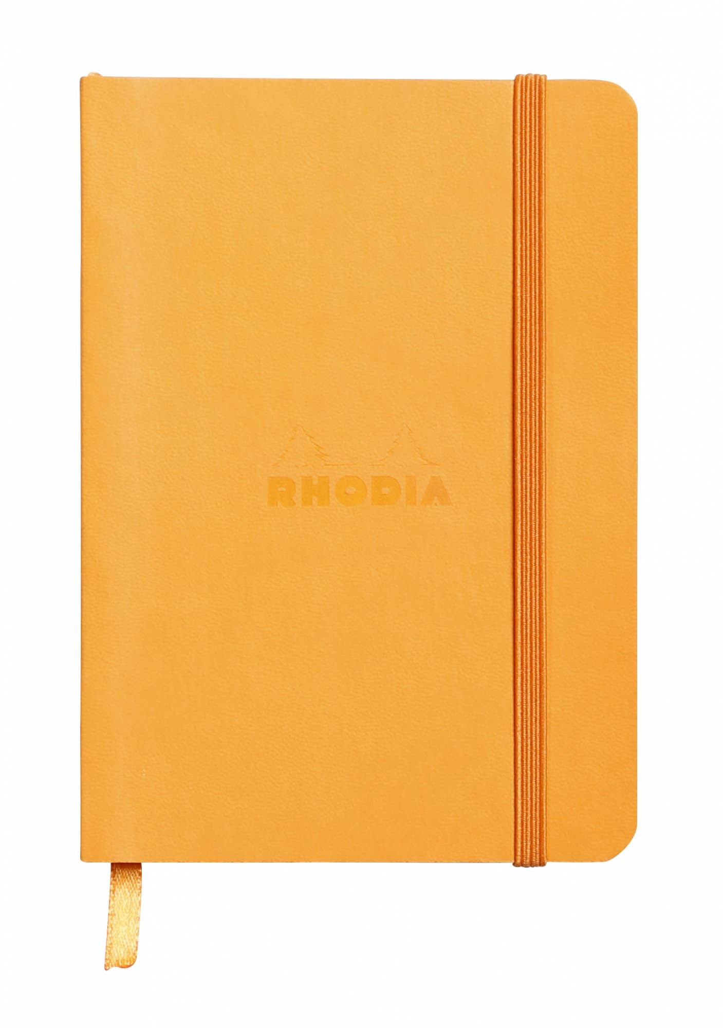 Rhodiarama Softcover Journal A5 with elastic closure, vegan leather cover, and ribbon marker. Perfect for bullet journaling. Stationery store.