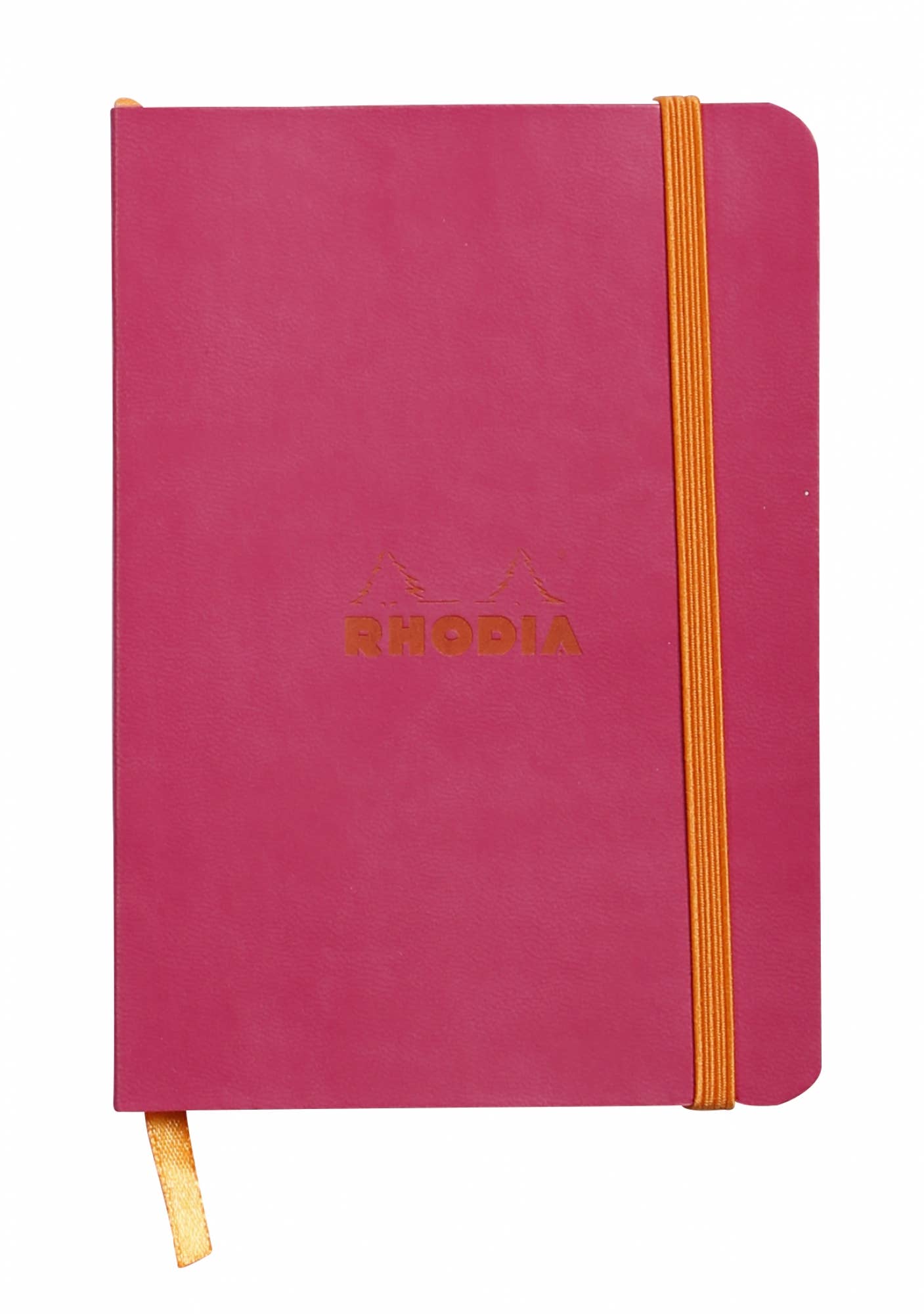 Rhodiarama Softcover Journal A5 in pink with elastic closure, perfect for stationery store needs. Vegan leather cover, ideal for daily use.