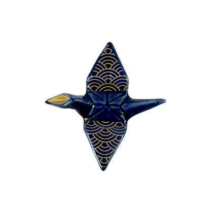 Origami Crane Porcelain Chopsticks Rest 2L Seigaiha Navy (12/288)