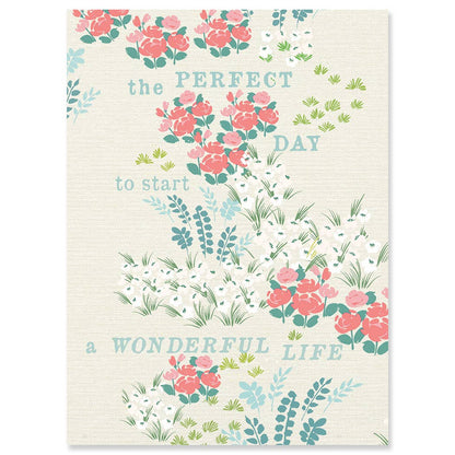 Alt Tag: Garden Path J&M Martinez wedding card with floral design and congratulatory message, available at stationery store.