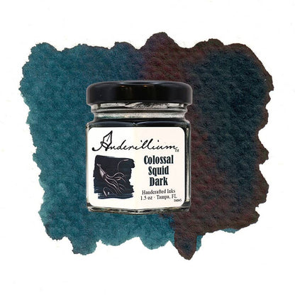 Anderillium™ Ink Colossal Squid Dark 1.5 oz bottle - handcrafted fountain pen ink in gift box, ideal for stationery stores.