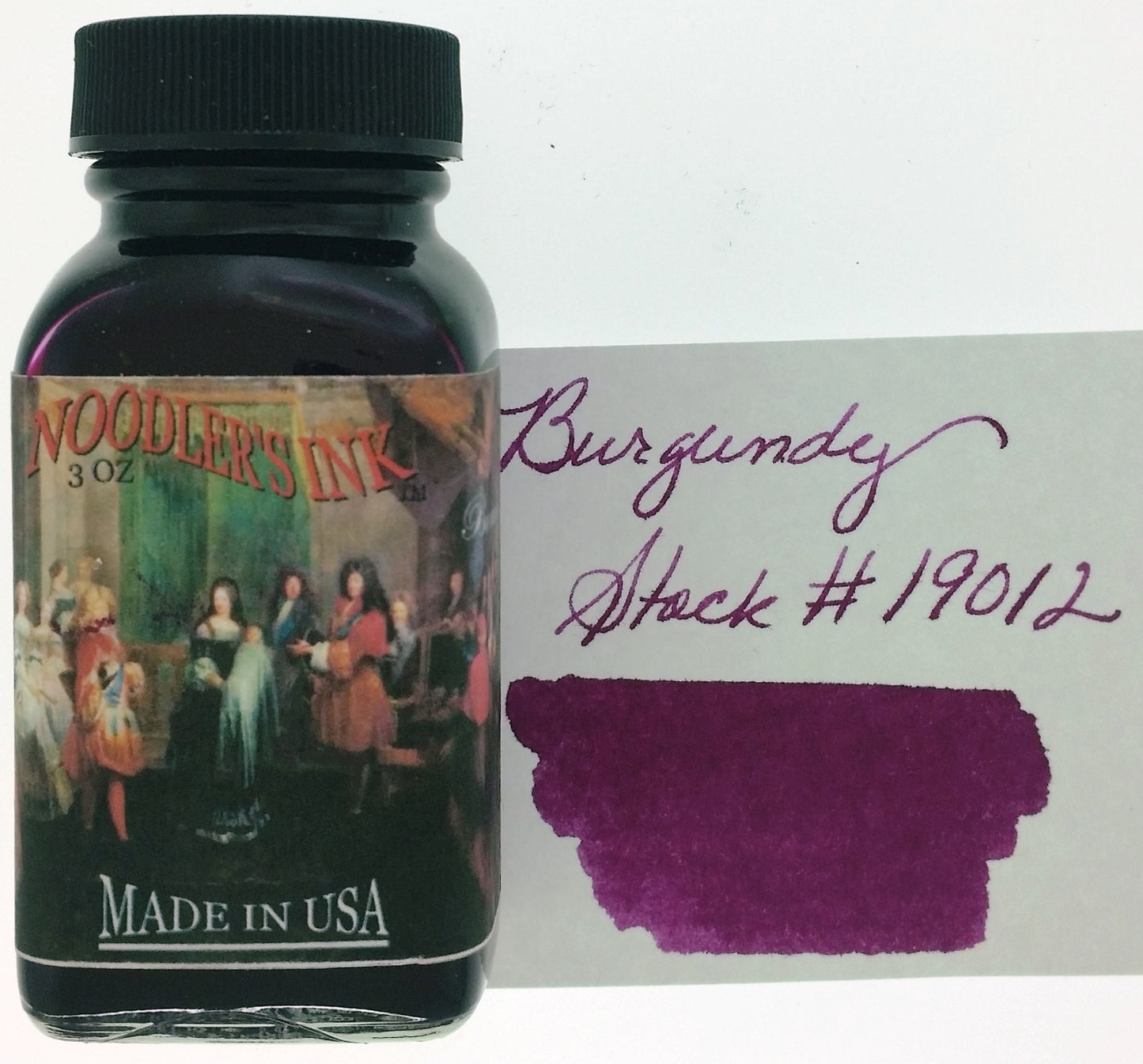 Noodlers Ink 3oz in Burgundy - High-quality assorted colors, perfect for stationery store collections. Made in USA.