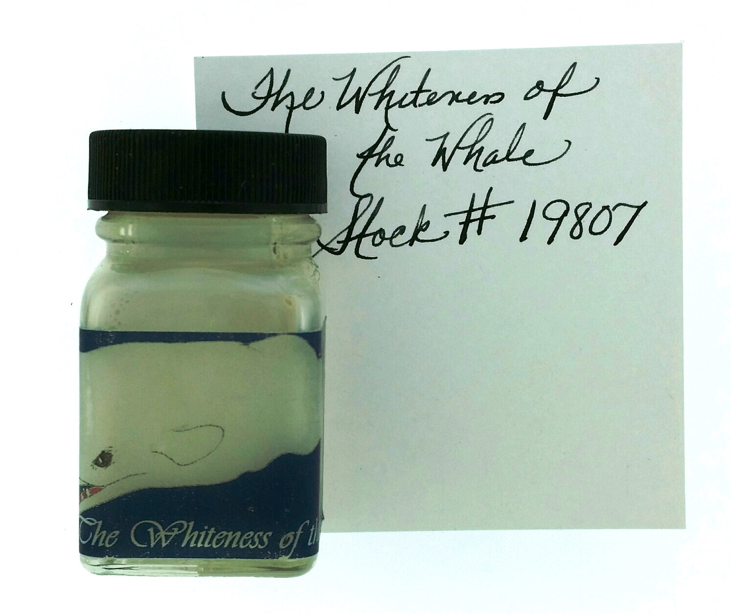 Noodlers 1oz White of The Whale Ink bottle from stationery store; unique high-quality addition to ink collection.