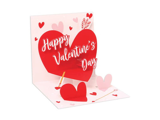 Classic Heart Pop-Up Card with "Happy Valentine's Day" message and red foil accents from Treasures, available in stationery stores.