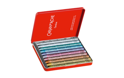 Set of 10 NEOCOLOR I Metallic Pastels in Metal Box