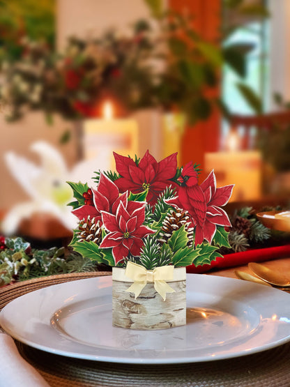 Mini Birch Poinsettia - Pop-up Greeting Card
