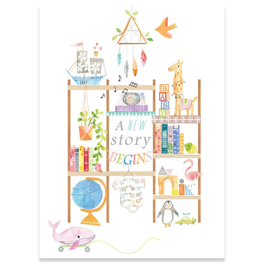 Alt Tag: STORY|CARTE Baby Card by Jill McDonald featuring nursery decor, perfect for congratulating new parents available at our stationery store.