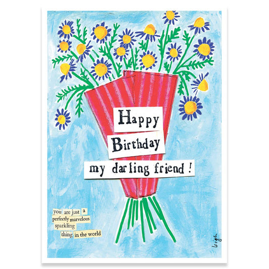DARLING FRIEND BIRTHDAY GREETING CARD 4.5 x 6.25"