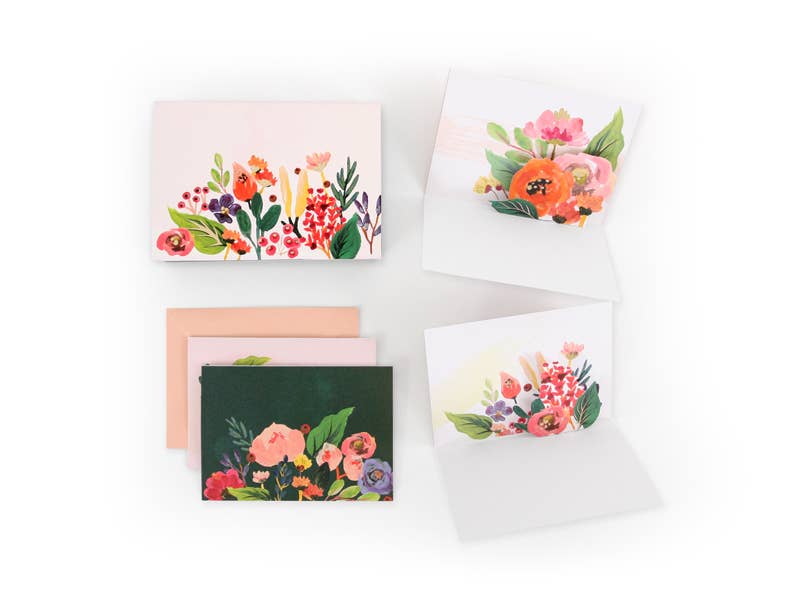 Floral Boxed Dimensional Notecard Set with Gold Foil