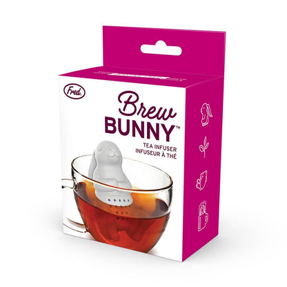 Brew Bunny Rabbit Tea Infuser package, perfect for loose tea, available at stationery stores, made of BPA-free silicone.