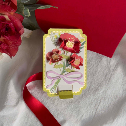 Pull-Tab Blank Card that Displays-Framed Bouquet