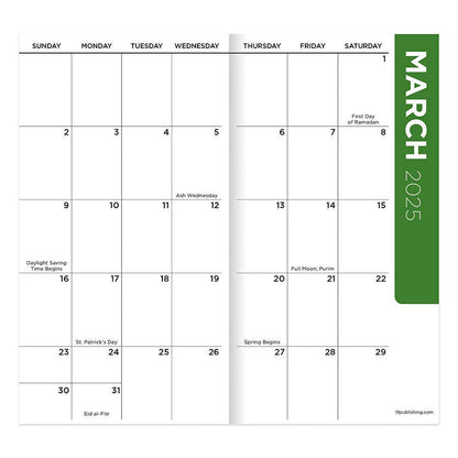 March 2025 view of 2025-2026 Yellow Botanical Small Monthly Pocket Planner, featuring clear grid layout for efficient scheduling, stationery store.