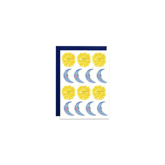 Sun and Moon Petite Card by Mr. Boddington, hand-drawn stationery for gift enclosures, available at stationery stores, 2'x3' card with envelope.