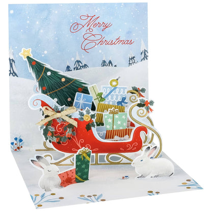 Santa's Sleigh with Gifts Christmas Pop-up Card