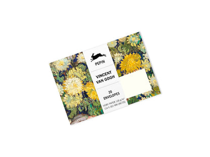 Vincent Van Gogh C6-Envelopes by PEPIN, 20-pack, available at stationery store; premium ivory paper with vibrant floral design.