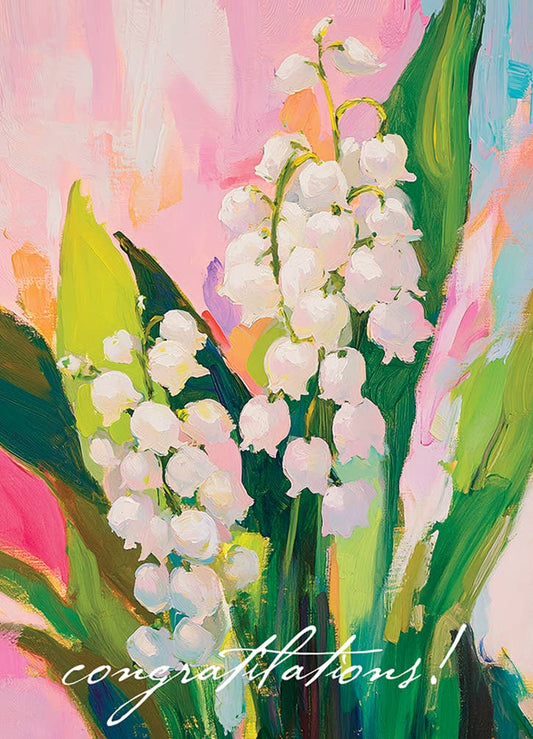LILIES OF THE VALLEY WEDDING GREETING CARD 4.5 X 6.25