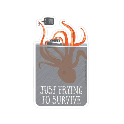 Trying to Survive Kraken Sticker