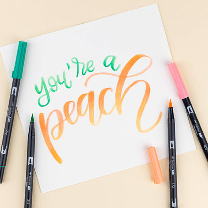 Calligraphy art created with Dual Brush Pen Art Markers in Just Peachy, 6-pack, ideal for artists available at stationery store.