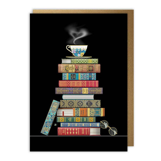 Book Pile Blank Card