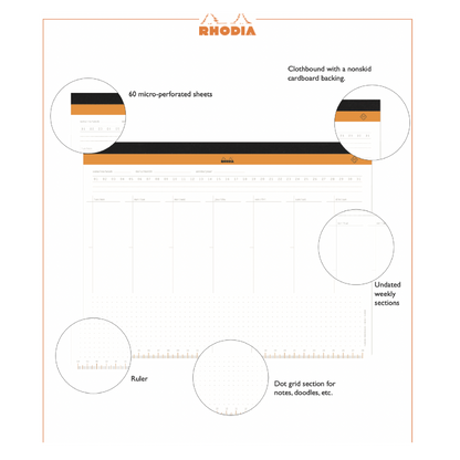 Rhodia Undated Weekly Desk Pad - Two Sizes