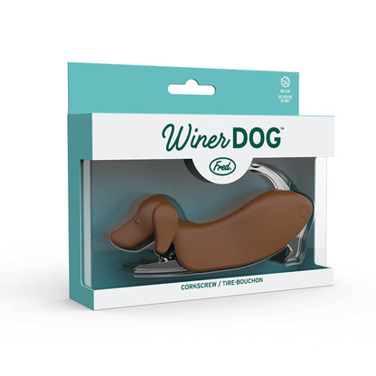 Alt Tag: Winer Dog corkscrew packaging with ABS handle, including stainless steel tools, available at stationery store.