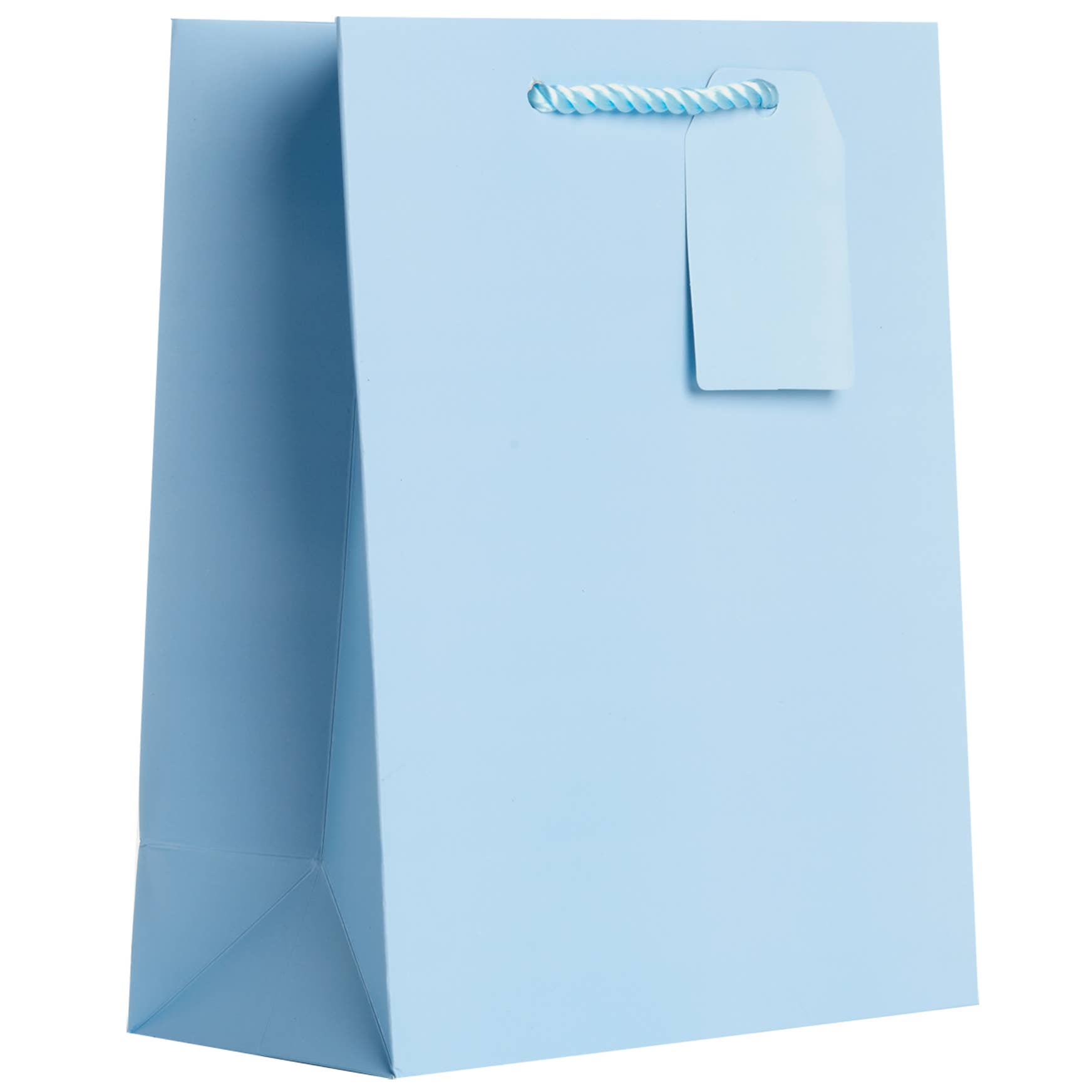 Pastel Blue Medium Tote Bag made from 100% recycled paper with hang tag, available at stationery store. Eco-friendly and printed with soy-based inks.