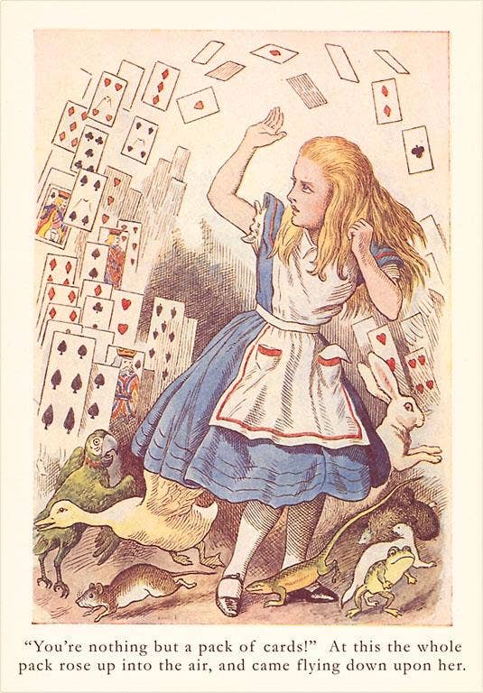 Postcard - Alice in Wonderland, Flying Cards