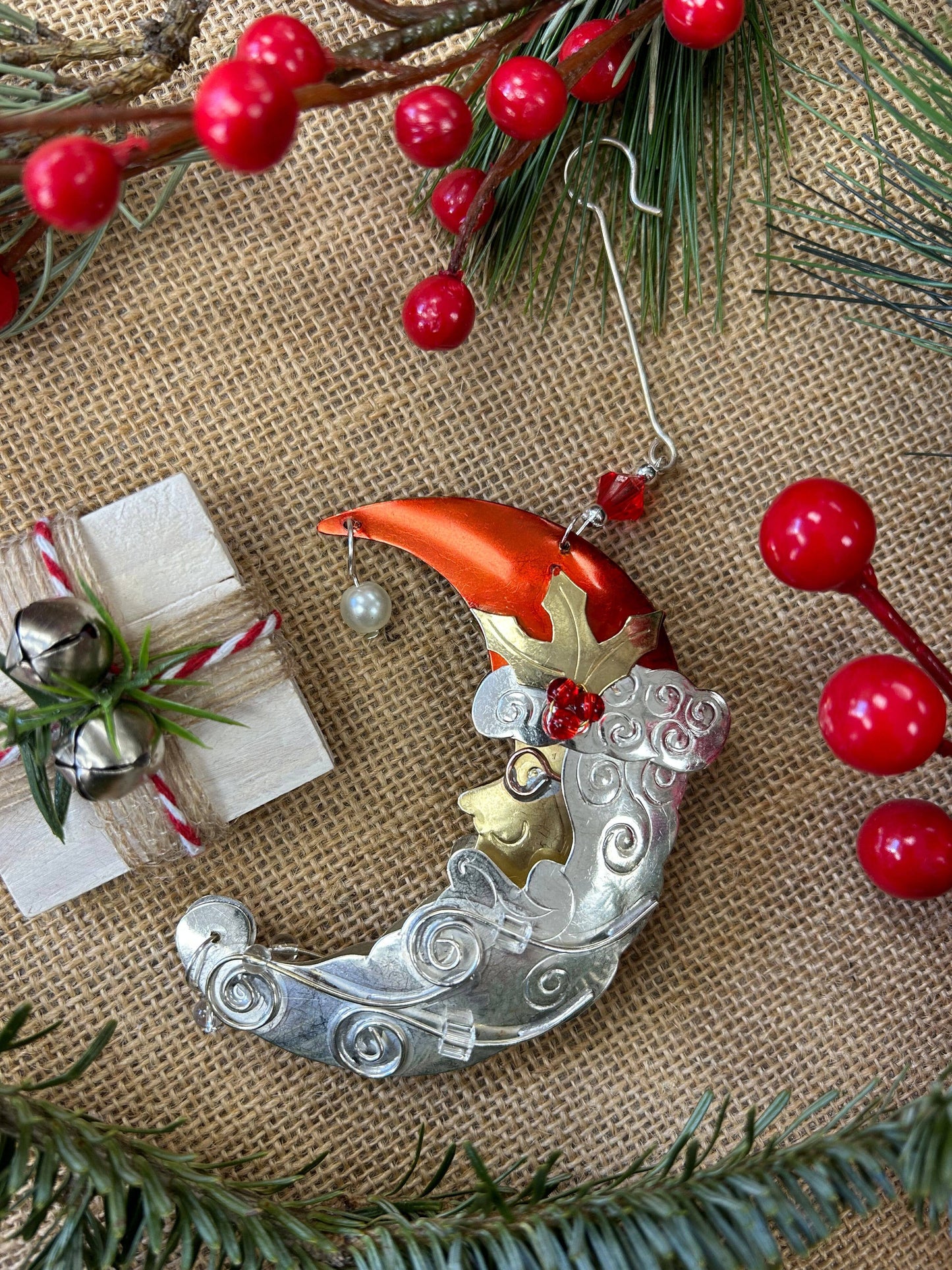 Santa Moon Ornament