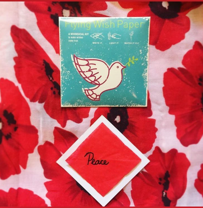 PEACE DOVE Mini Kit with Flying Wish Paper and poppy design, ideal for stationery store gifts and celebrations.