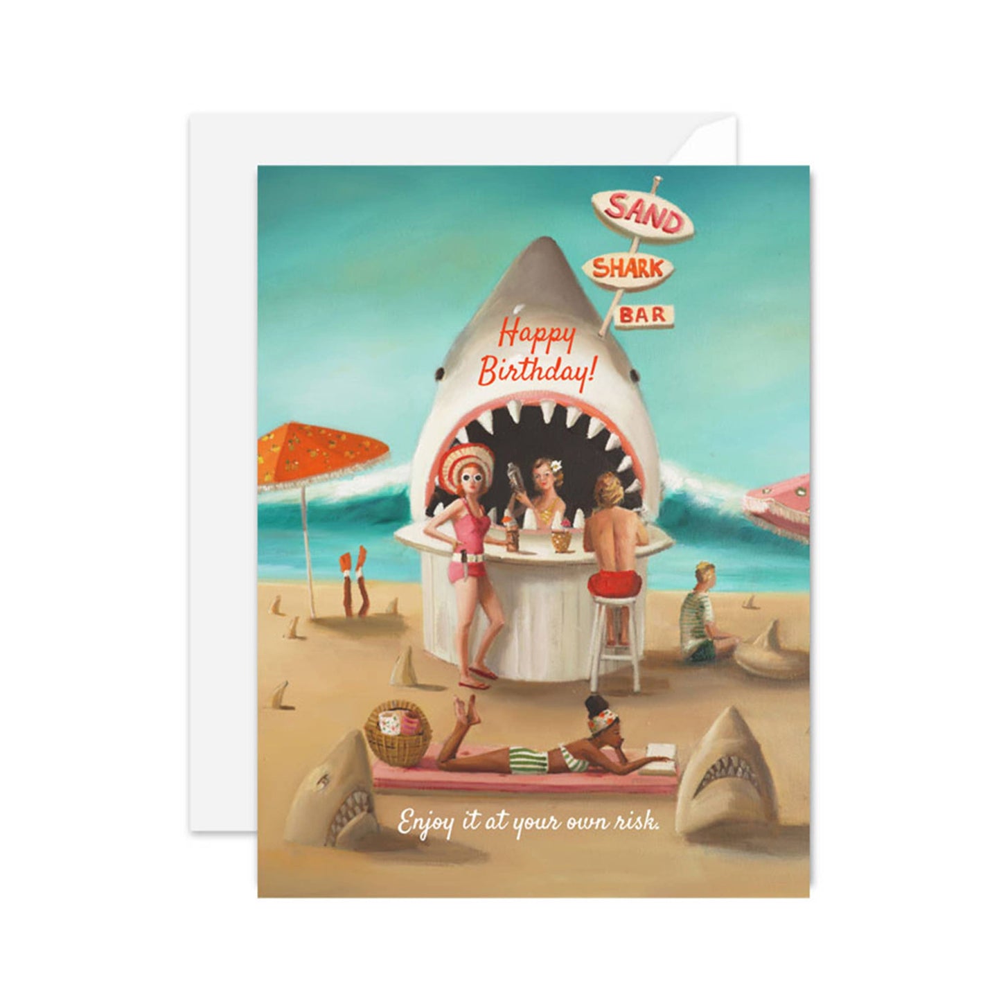 Sand Shark Bar Happy Birthday Card