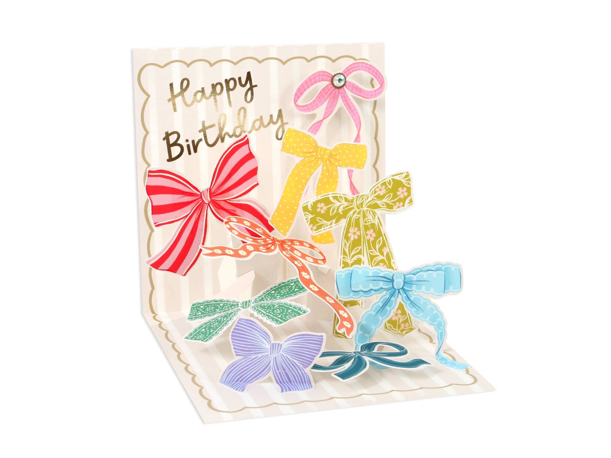 Birthday Card with Pop-up Bows & Rhinestone