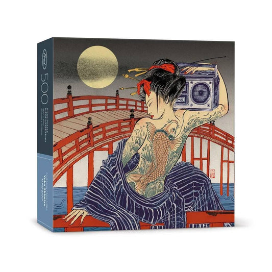 Puzzle 500 Pc - Shimizu Taiko-bashi, artist series, soy ink, 90% recycled, from stationery store. Japanese art design on box.