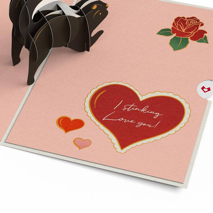 Stinking Love You Skunk Valentine 5''x7'' Card, Pop-up card