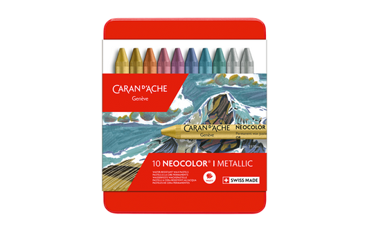 Set of 10 NEOCOLOR I Metallic Pastels in Metal Box