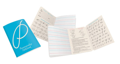 Penmanship Notebook with lined and blank pages, ideal for improving handwriting skills. Available in stationery stores, pocket size 3”x5”.