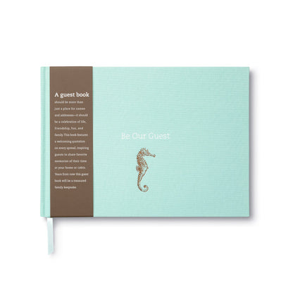 Guest Book - Be Our Guest (Coastal) with sea horse design, perfect for events. Available at our stationery store.