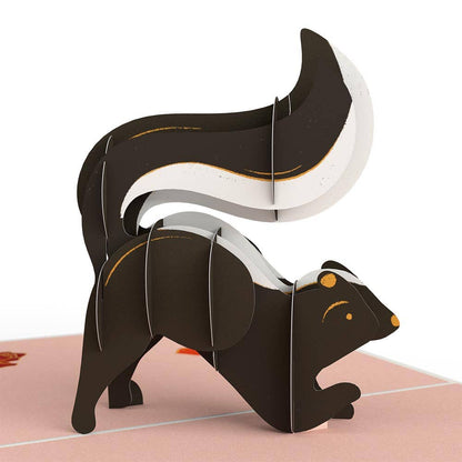 3D pop-up skunk on 'Stinking Love You' Valentine card, 5x7 inches, perfect for romantic gifts from stationery store.