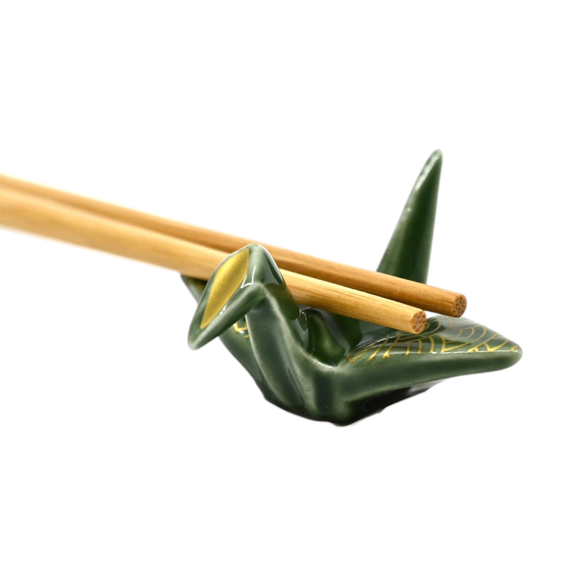 Origami Crane Porcelain Chopsticks Rest 2L Seigaiha Green (12/288)
