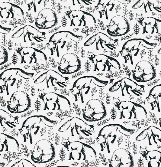 20x30 Foxes, black on cream
