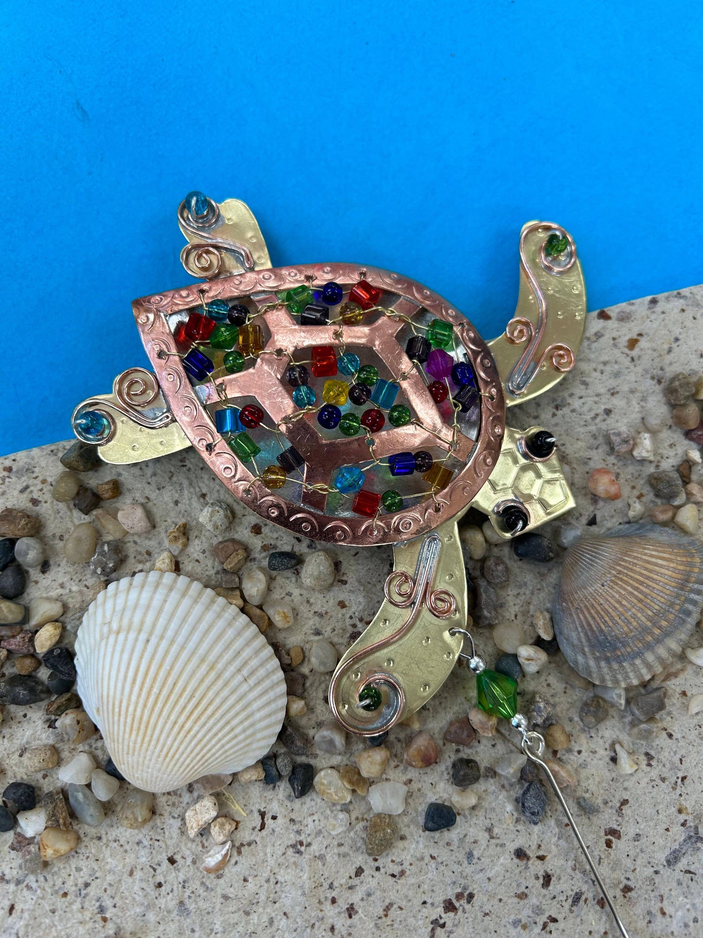 Rainbow Shell Sea Turtle Ornament