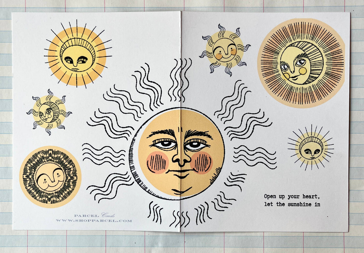 Suns, Moons, Stars, and Clouds Greeting Card Set