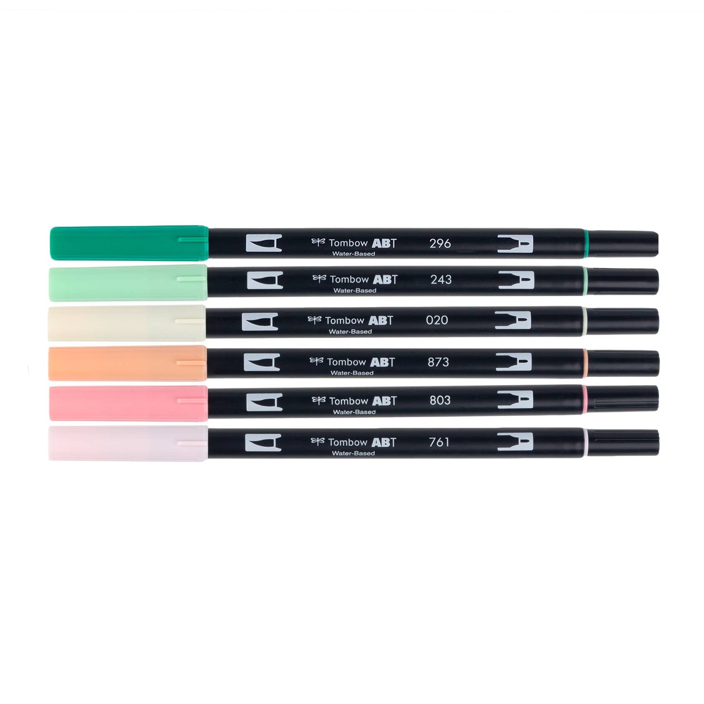 Set of Dual Brush Pen Art Markers "Just Peachy" 6-Pack ideal for artists, available at stationery stores, showcasing versatile brush and fine tips.