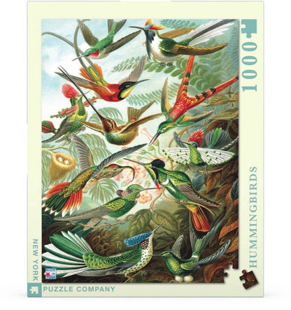 Hummingbirds vintage magazine cover 1000 piece jigsaw puzzle, linen finish, stationery store gift. Made in USA, age 13+, 19.25x26.625 inches.