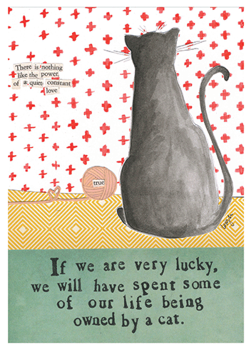 OWNED BY A CAT SUPPORT GREETING CARD 4.5 x 6.25
