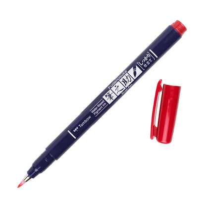 Fudenosuke Calligraphy Brush Pen with red cap, hard tip, for stationery store, ideal for brush calligraphy and hand lettering.