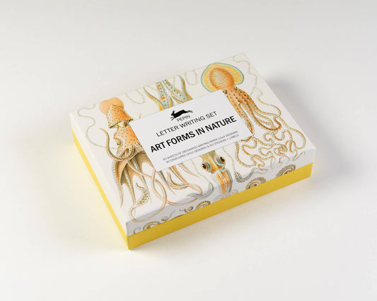 Art Forms In Nature Letter Writing Set box featuring intricate marine designs, available at stationery store.